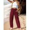 imageCHARTOU Womens Casual Thin Wide Leg Pants Baggy Elastic High Waisted Palazzo Pants Cargo Harem Beach PantsWine