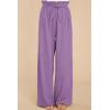 imageCHARTOU Womens Cotton Linen Loose Fit Palazzo Pants Casual Elastic High Waist Wide Leg Paper Bag Pants with PocketsPurple