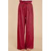 imageCHARTOU Womens Cotton Linen Loose Fit Palazzo Pants Casual Elastic High Waist Wide Leg Paper Bag Pants with PocketsRed