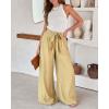 imageCHARTOU Womens Cotton Linen Loose Fit Palazzo Pants Casual High Waist Pleated Wide Leg Beach Pants with PocketsKhaki