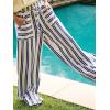imageCHARTOU Womens Drawstring High Waisted Striped Palazzo Pants Wide Leg Casual Lounge Beach Pant TrousersBlue White