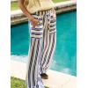 imageCHARTOU Womens Drawstring High Waisted Striped Palazzo Pants Wide Leg Casual Lounge Beach Pant TrousersBlue White