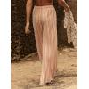 imageCHARTOU Womens Drawstring High Waisted Striped Palazzo Pants Wide Leg Casual Lounge Beach Pant TrousersKhaki