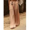 imageCHARTOU Womens Drawstring High Waisted Striped Palazzo Pants Wide Leg Casual Lounge Beach Pant TrousersKhaki