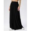 imageCHARTOU Womens Flowy Wide Leg Palazzo Pants Baggy High Waist Pleated Maxi Long Smocked SkirtBlack