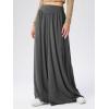 imageCHARTOU Womens Flowy Wide Leg Palazzo Pants Baggy High Waist Pleated Maxi Long Smocked SkirtDark Grey