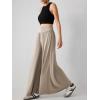 imageCHARTOU Womens Flowy Wide Leg Palazzo Pants Baggy High Waist Pleated Maxi Long Smocked SkirtKhaki