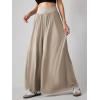 imageCHARTOU Womens Flowy Wide Leg Palazzo Pants Baggy High Waist Pleated Maxi Long Smocked SkirtKhaki