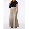 imageCHARTOU Womens Flowy Wide Leg Palazzo Pants Baggy High Waist Pleated Maxi Long Smocked SkirtKhaki