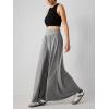 imageCHARTOU Womens Flowy Wide Leg Palazzo Pants Baggy High Waist Pleated Maxi Long Smocked SkirtLight Grey