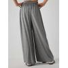 imageCHARTOU Womens Flowy Wide Leg Palazzo Pants Baggy High Waist Pleated Maxi Long Smocked SkirtLight Grey