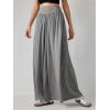 imageCHARTOU Womens Flowy Wide Leg Palazzo Pants Baggy High Waist Pleated Maxi Long Smocked SkirtLight Grey