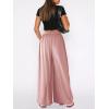 imageCHARTOU Womens Flowy Wide Leg Palazzo Pants Baggy High Waist Pleated Maxi Long Smocked SkirtPink