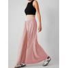 imageCHARTOU Womens Flowy Wide Leg Palazzo Pants Baggy High Waist Pleated Maxi Long Smocked SkirtPink