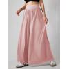 imageCHARTOU Womens Flowy Wide Leg Palazzo Pants Baggy High Waist Pleated Maxi Long Smocked SkirtPink