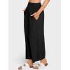 imageCHARTOU Womens Smocked High Waisted Palazzo Pants Baggy Cropped Wide Leg Casual Work Trousers with PocketsBlack