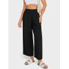 imageCHARTOU Womens Smocked High Waisted Palazzo Pants Baggy Cropped Wide Leg Casual Work Trousers with PocketsBlack