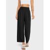 imageCHARTOU Womens Smocked High Waisted Palazzo Pants Baggy Cropped Wide Leg Casual Work Trousers with PocketsBlack