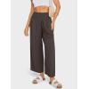 imageCHARTOU Womens Smocked High Waisted Palazzo Pants Baggy Cropped Wide Leg Casual Work Trousers with PocketsCoffee