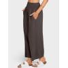 imageCHARTOU Womens Smocked High Waisted Palazzo Pants Baggy Cropped Wide Leg Casual Work Trousers with PocketsCoffee