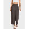 imageCHARTOU Womens Smocked High Waisted Palazzo Pants Baggy Cropped Wide Leg Casual Work Trousers with PocketsCoffee