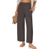 imageCHARTOU Womens Smocked High Waisted Palazzo Pants Baggy Cropped Wide Leg Casual Work Trousers with PocketsCoffee