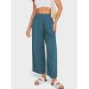 imageCHARTOU Womens Smocked High Waisted Palazzo Pants Baggy Cropped Wide Leg Casual Work Trousers with PocketsPeacock Blue