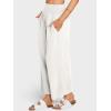 imageCHARTOU Womens Smocked High Waisted Palazzo Pants Baggy Cropped Wide Leg Casual Work Trousers with PocketsWhite