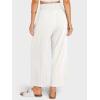 imageCHARTOU Womens Smocked High Waisted Palazzo Pants Baggy Cropped Wide Leg Casual Work Trousers with PocketsWhite