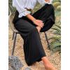 imageCHARTOU Womens Summer Wide Waist Shirred Wide Leg Loose Fit Long Palazzo PantsBlack