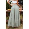 imageCHARTOU Womens Summer Wide Waist Shirred Wide Leg Loose Fit Long Palazzo PantsGreen