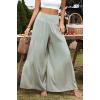 imageCHARTOU Womens Summer Wide Waist Shirred Wide Leg Loose Fit Long Palazzo PantsGreen