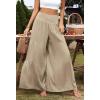 imageCHARTOU Womens Summer Wide Waist Shirred Wide Leg Loose Fit Long Palazzo PantsKhaki