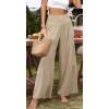 imageCHARTOU Womens Summer Wide Waist Shirred Wide Leg Loose Fit Long Palazzo PantsKhaki