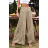imageCHARTOU Womens Summer Wide Waist Shirred Wide Leg Loose Fit Long Palazzo PantsKhaki