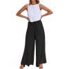 imageCHARTOU Summer Casual Wide Leg Linen Pants for Women Palazzo Pants Flowy Beach Pants Boho Tie Knot SweatpantsBlack