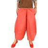 imageCHARTOU Women Cotton Linen Wide Leg Cropped Pants Baggy Drawstring Palazzo Lantern TrousersOrange