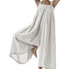 imageCHARTOU Women Loose Linen Wide Leg Jumpsuit One Piece Spaghetti Strap Palazzo Pants Long Romper Elastic BeachOffwhite