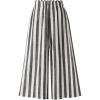 imageCHARTOU Womens Casual Striped HighWaist WideLeg Cotton Lightweight Palazzo Capri Culotte PantsBlack
