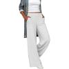 imageCHARTOU Womens Casual Yoga Elastic Waist Wide Leg Long Loose Beach Palazzo PantsWhite