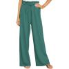 imageCHARTOU Womens Cotton Linen Loose Fit Palazzo Pants Casual Elastic High Waist Wide Leg Paper Bag Pants with PocketsGreen