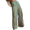 imageCHARTOU Womens Drawstring High Waisted Striped Palazzo Pants Wide Leg Casual Lounge Beach Pant TrousersYellow Blue