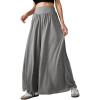 imageCHARTOU Womens Flowy Wide Leg Palazzo Pants Baggy High Waist Pleated Maxi Long Smocked SkirtLight Grey