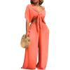 imageCHARTOU Womens Sexy 2 Piece Outfit Jumpsuit Tie Knot Crop Top Pocket Wide Leg Pants Beach PalazzoOrange