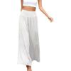 imageCHARTOU Womens Summer Wide Waist Shirred Wide Leg Loose Fit Long Palazzo PantsWhite