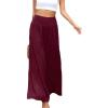 imageCHARTOU Womens Summer Wide Waist Shirred Wide Leg Loose Fit Long Palazzo PantsWine Red
