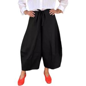 imageCHARTOU Women Cotton Linen Wide Leg Cropped Pants Baggy Drawstring Palazzo Lantern TrousersBlack