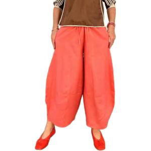 imageCHARTOU Women Cotton Linen Wide Leg Cropped Pants Baggy Drawstring Palazzo Lantern TrousersOrange