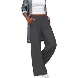 imageCHARTOU Womens Casual Yoga Elastic Waist Wide Leg Long Loose Beach Palazzo PantsDark Grey