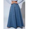 imageCHARTOU High Waisted Maxi Denim Skirt Women Elegant Pleated Button Up Patchwork Flowy Long Jean SkirtsDark Blue